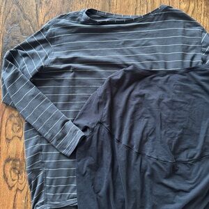 Lululemon shirts Black short sleeve and Gray Striped Long Sleeve Tops 6